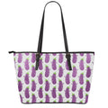 Cartoon Eggplant Pattern Print Leather Tote Bag With Zipper