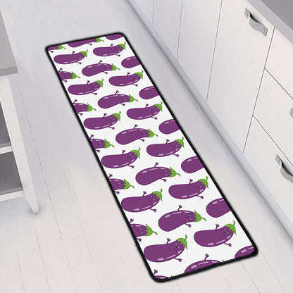 Cartoon Eggplant Pattern Print Long Kitchen Mat