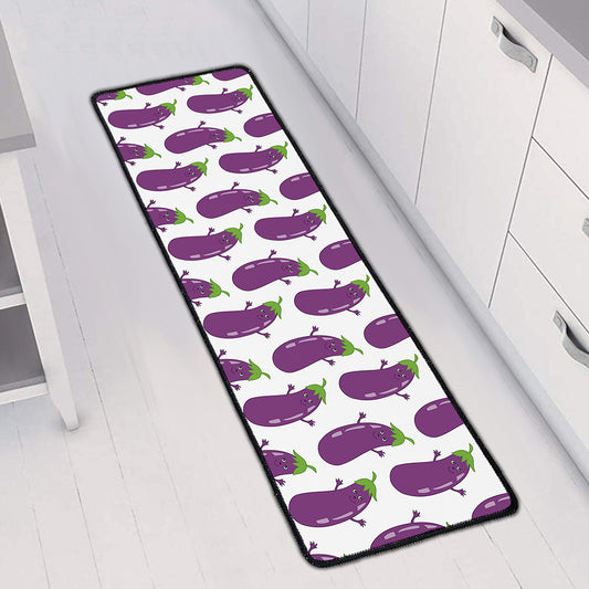 Cartoon Eggplant Pattern Print Long Kitchen Mat