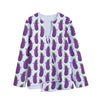 Cartoon Eggplant Pattern Print Long Sleeve Short Coat