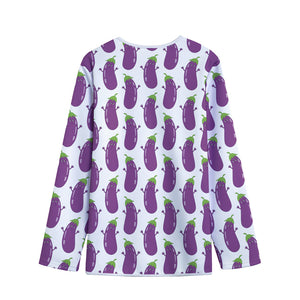 Cartoon Eggplant Pattern Print Long Sleeve Short Coat