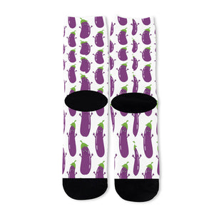 Cartoon Eggplant Pattern Print Long Socks