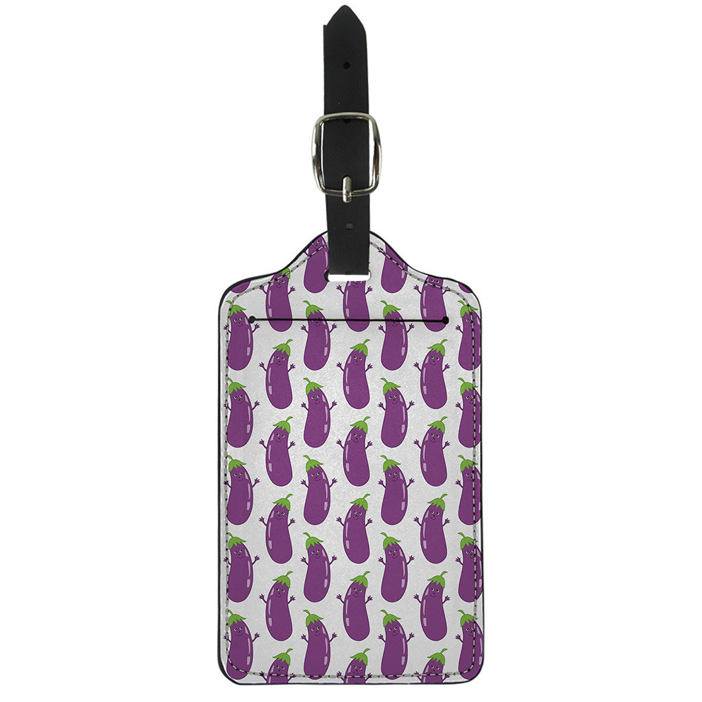 Cartoon Eggplant Pattern Print Luggage Tag