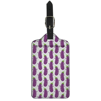 Cartoon Eggplant Pattern Print Luggage Tag