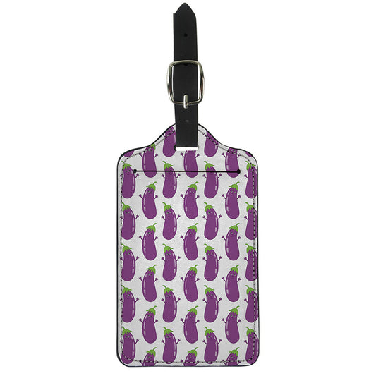 Cartoon Eggplant Pattern Print Luggage Tag