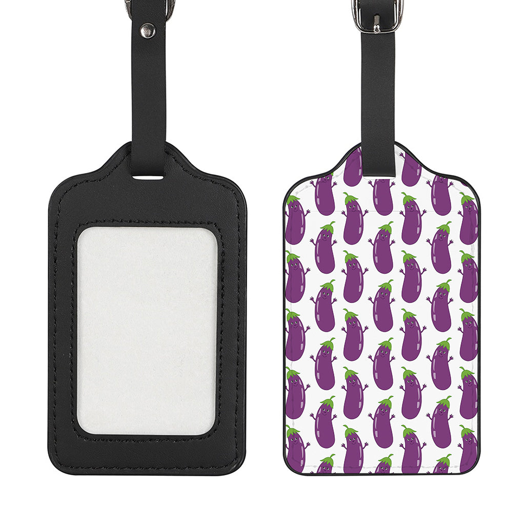 Cartoon Eggplant Pattern Print Luggage Tag