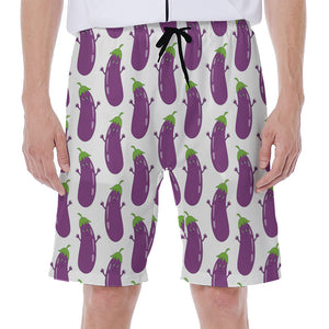 Cartoon Eggplant Pattern Print Men's Beach Shorts