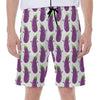 Cartoon Eggplant Pattern Print Men's Beach Shorts