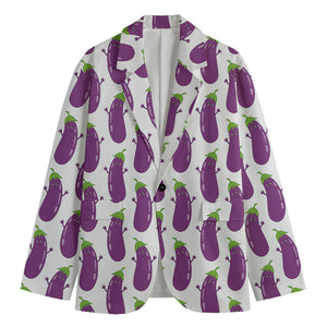 Cartoon Eggplant Pattern Print Men's Blazer