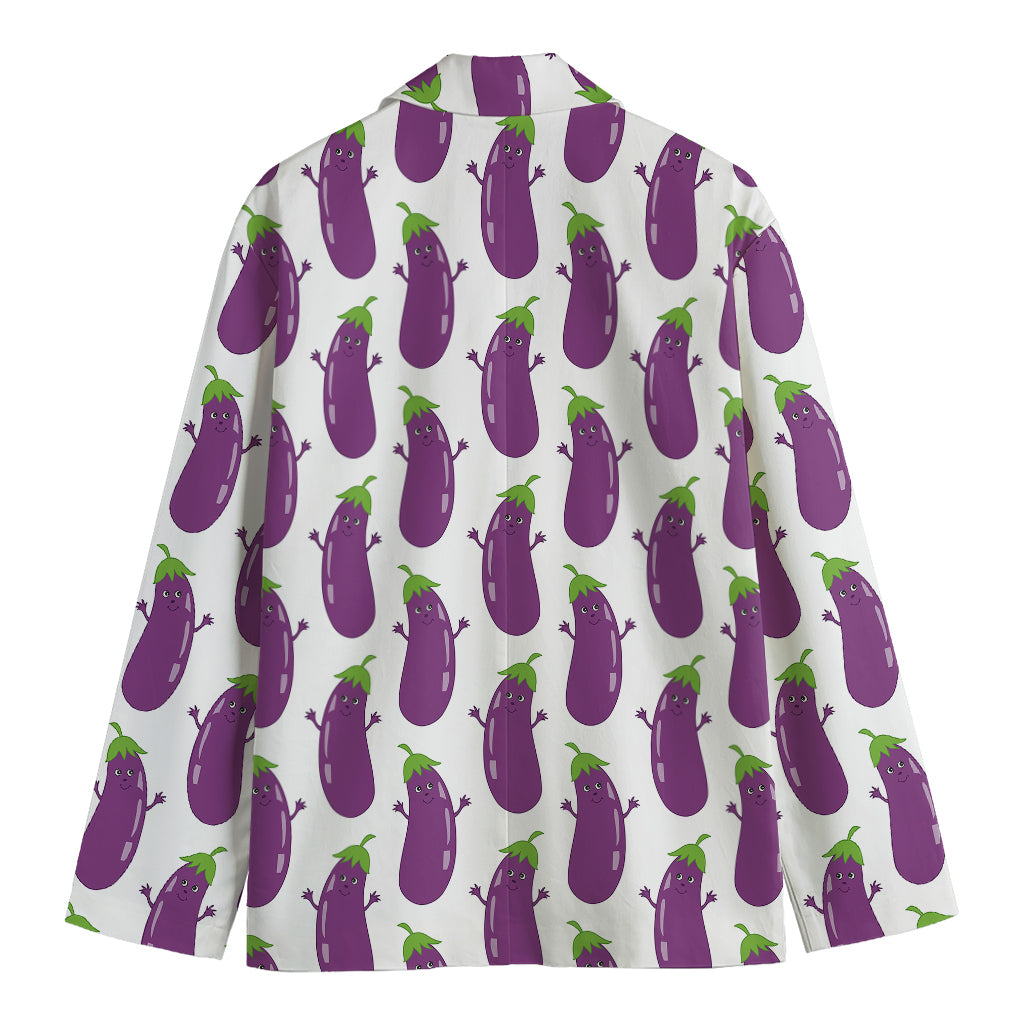 Cartoon Eggplant Pattern Print Men's Blazer