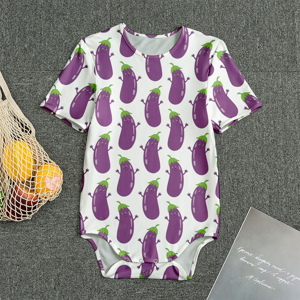 Cartoon Eggplant Pattern Print Men's Bodysuit