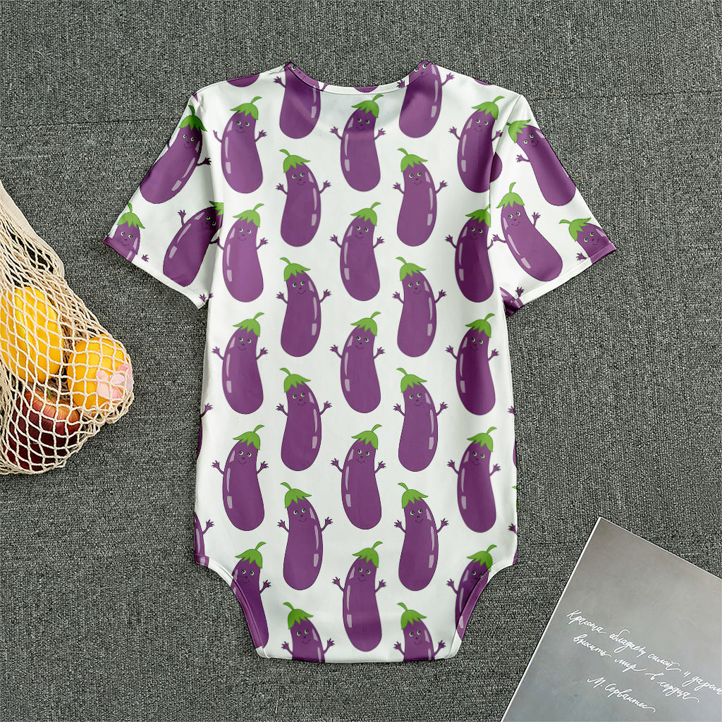 Cartoon Eggplant Pattern Print Men's Bodysuit