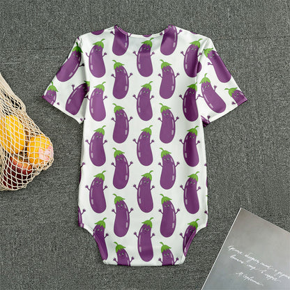 Cartoon Eggplant Pattern Print Men's Bodysuit