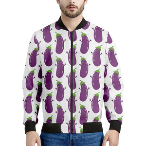 Cartoon Eggplant Pattern Print Men's Bomber Jacket