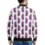 Cartoon Eggplant Pattern Print Men's Bomber Jacket