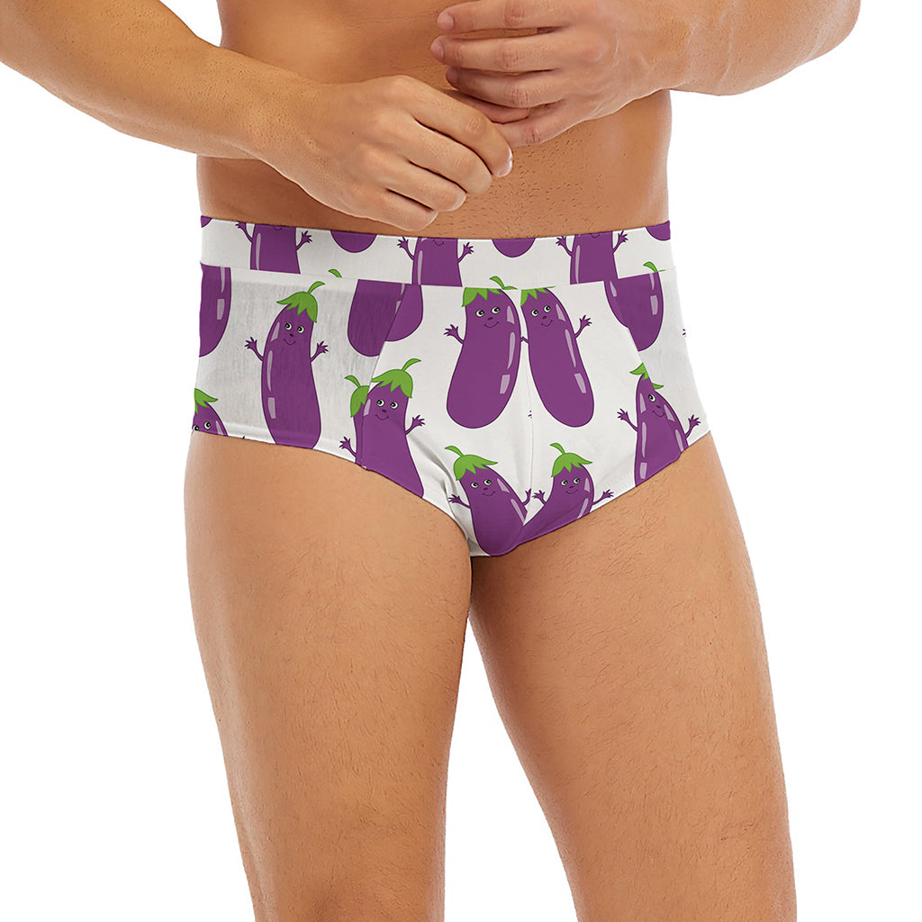 Cartoon Eggplant Pattern Print Men's Briefs
