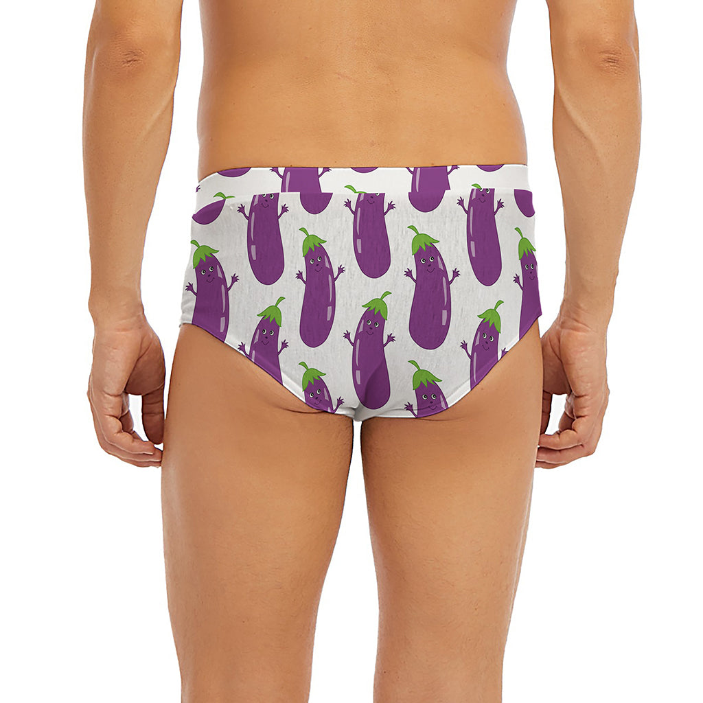 Cartoon Eggplant Pattern Print Men's Briefs