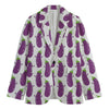 Cartoon Eggplant Pattern Print Men's Cotton Blazer