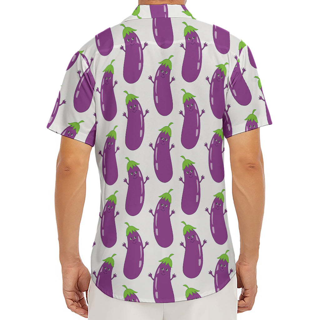 Cartoon Eggplant Pattern Print Men's Deep V-Neck Shirt