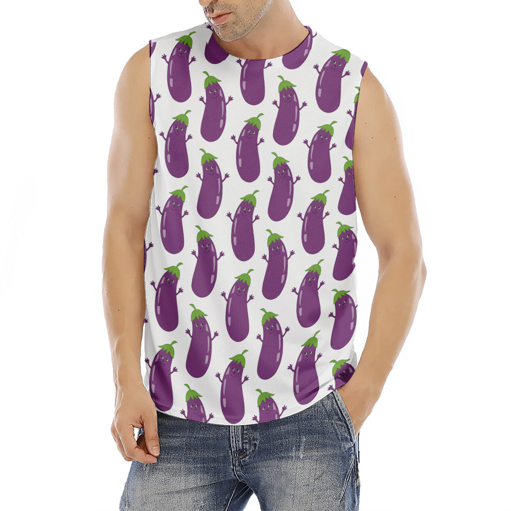 Cartoon Eggplant Pattern Print Men's Fitness Tank Top