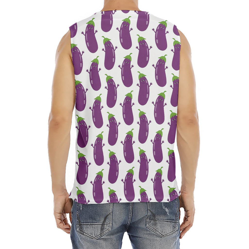 Cartoon Eggplant Pattern Print Men's Fitness Tank Top