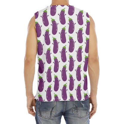 Cartoon Eggplant Pattern Print Men's Fitness Tank Top