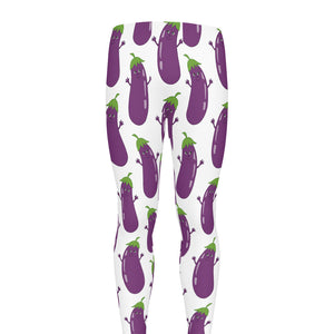 Cartoon Eggplant Pattern Print Men's leggings