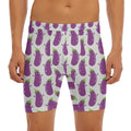 Cartoon Eggplant Pattern Print Men's Long Boxer Briefs