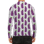 Cartoon Eggplant Pattern Print Men's Long Sleeve Rash Guard