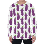 Cartoon Eggplant Pattern Print Men's Long Sleeve T-Shirt