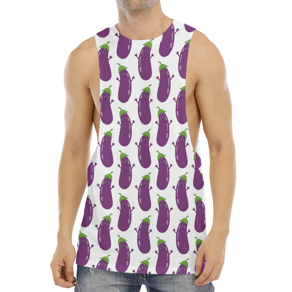 Cartoon Eggplant Pattern Print Men's Muscle Tank Top