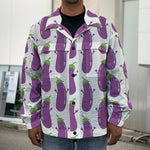 Cartoon Eggplant Pattern Print Men's Shirt Jacket