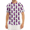 Cartoon Eggplant Pattern Print Men's Short Sleeve Rash Guard