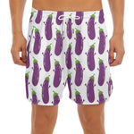 Cartoon Eggplant Pattern Print Men's Split Running Shorts