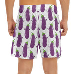 Cartoon Eggplant Pattern Print Men's Split Running Shorts