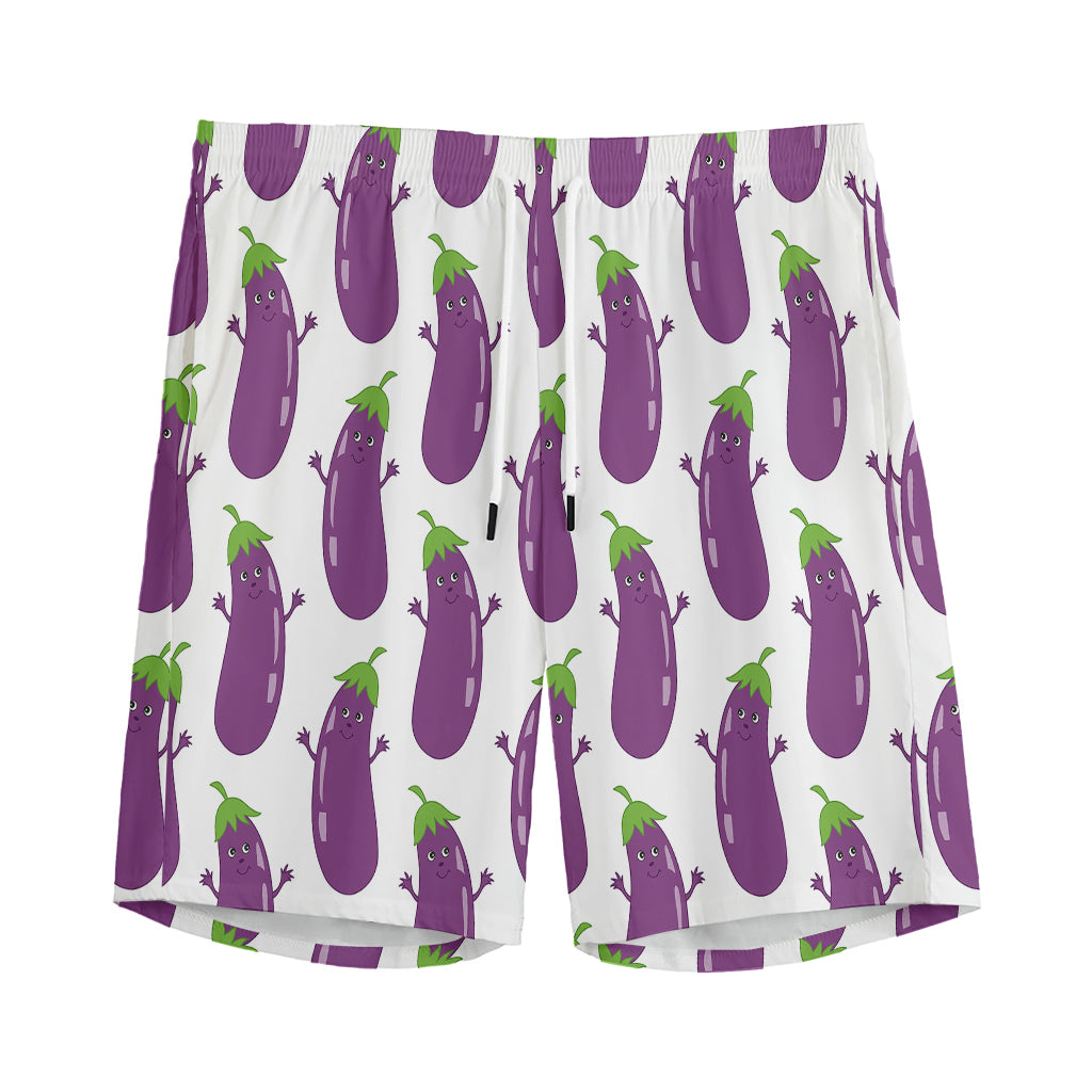 Cartoon Eggplant Pattern Print Men's Sports Shorts