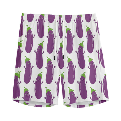 Cartoon Eggplant Pattern Print Men's Sports Shorts