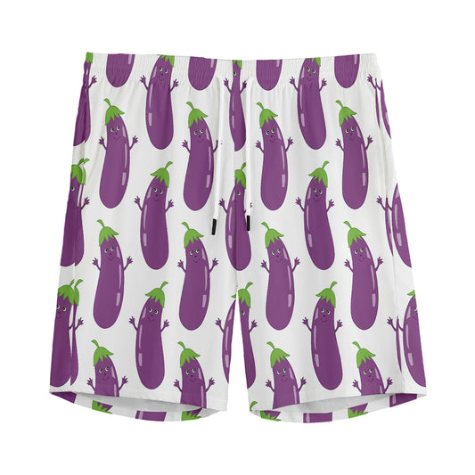 Cartoon Eggplant Pattern Print Men's Sports Shorts