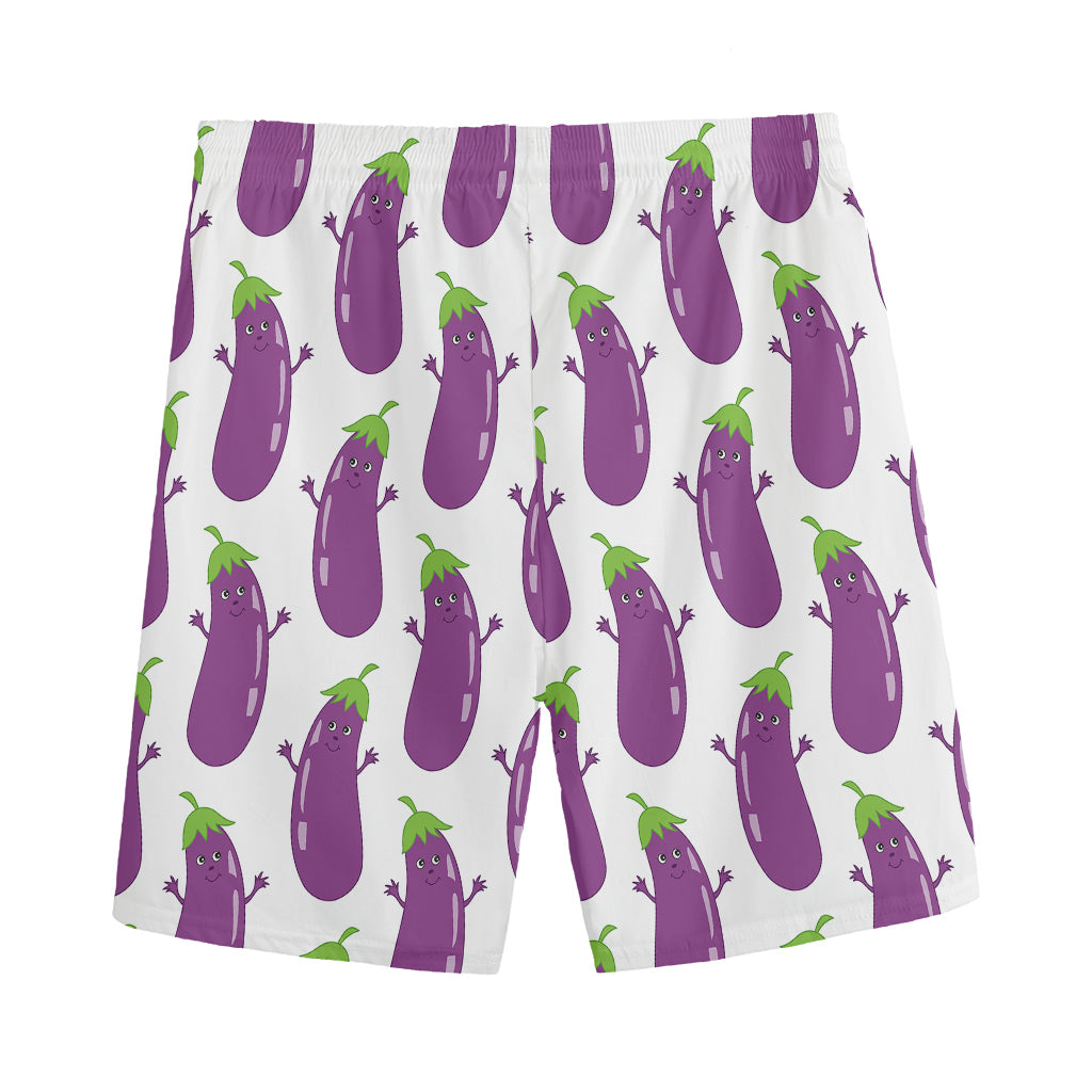 Cartoon Eggplant Pattern Print Men's Sports Shorts