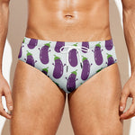 Cartoon Eggplant Pattern Print Men's Swim Briefs