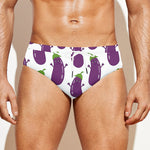 Cartoon Eggplant Pattern Print Men's Swim Briefs