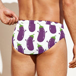 Cartoon Eggplant Pattern Print Men's Swim Briefs