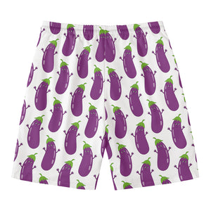Cartoon Eggplant Pattern Print Men's Swim Trunks