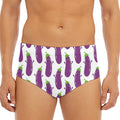 Cartoon Eggplant Pattern Print Men's Triangle Swim Briefs