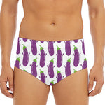 Cartoon Eggplant Pattern Print Men's Triangle Swim Briefs