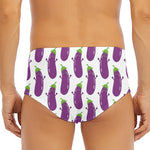 Cartoon Eggplant Pattern Print Men's Triangle Swim Briefs
