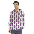 Cartoon Eggplant Pattern Print Men's Velvet Pullover Hoodie