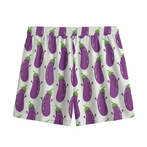 Cartoon Eggplant Pattern Print Mesh Shorts