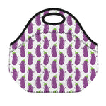 Cartoon Eggplant Pattern Print Neoprene Lunch Bag