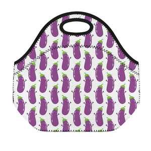 Cartoon Eggplant Pattern Print Neoprene Lunch Bag